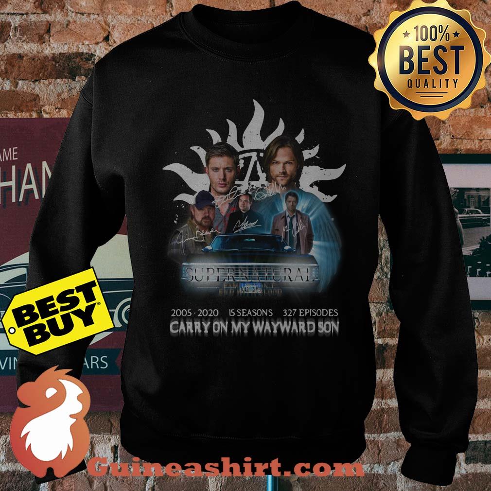 Supernatural 2005-2020 15 seasons 327 episodes carry on my wayward son sweatshirt