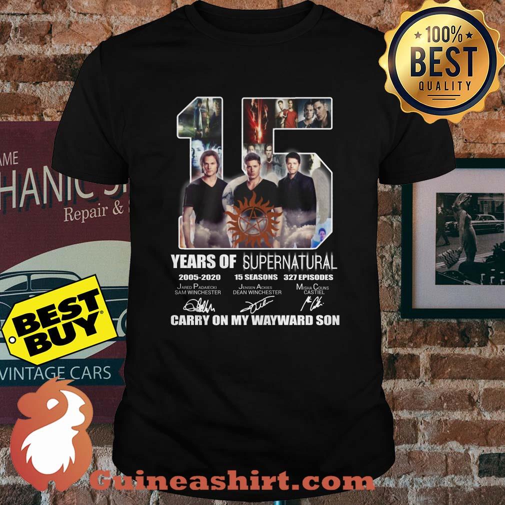 15 years of Supernatural 2005-2020 Carry on my wayward son signature shirt