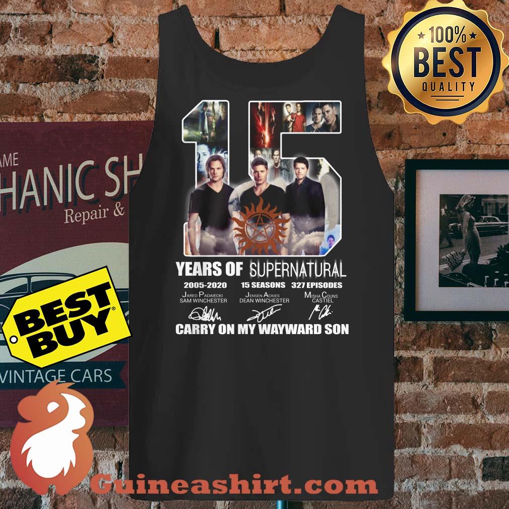15 years of Supernatural 2005-2020 Carry on my wayward son signature tank top