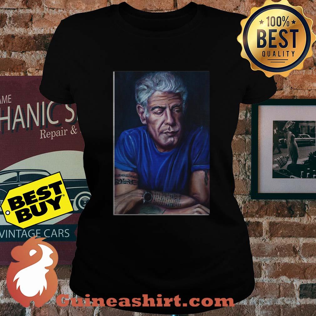 Anthony Bourdain Portrait Oil Painting Original Art ladies tee