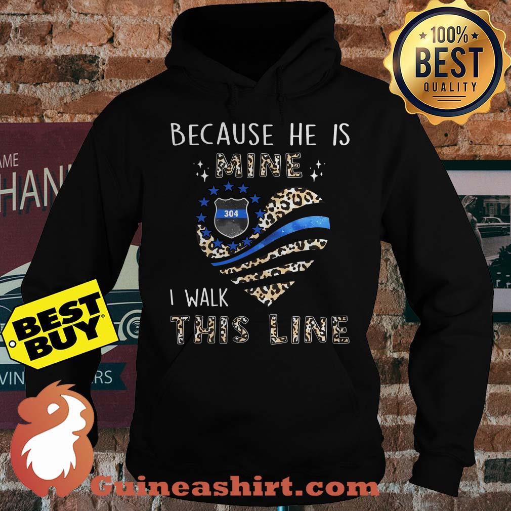 Because he is mine I walk this line Leopard flag heart hoodie