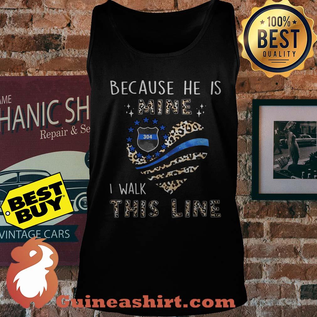 Because he is mine I walk this line Leopard flag heart tank top