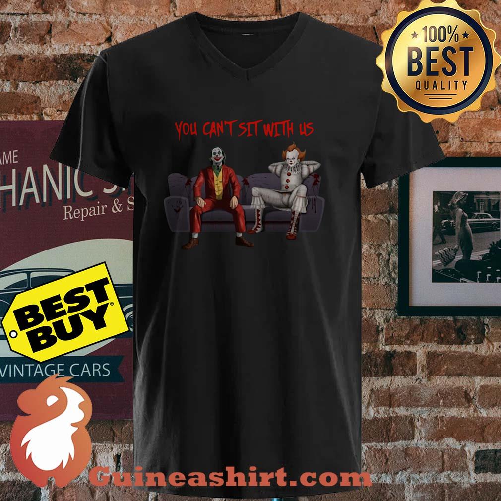 You Can't Sit With Us Joker Pennywise Sitting On The Sofa v neck