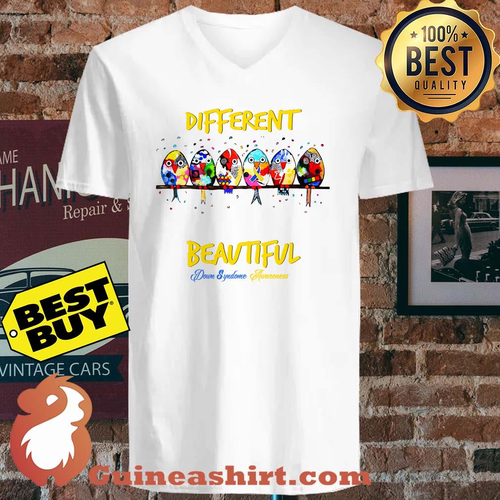 Different beautiful doun syndome awareness fish v neck