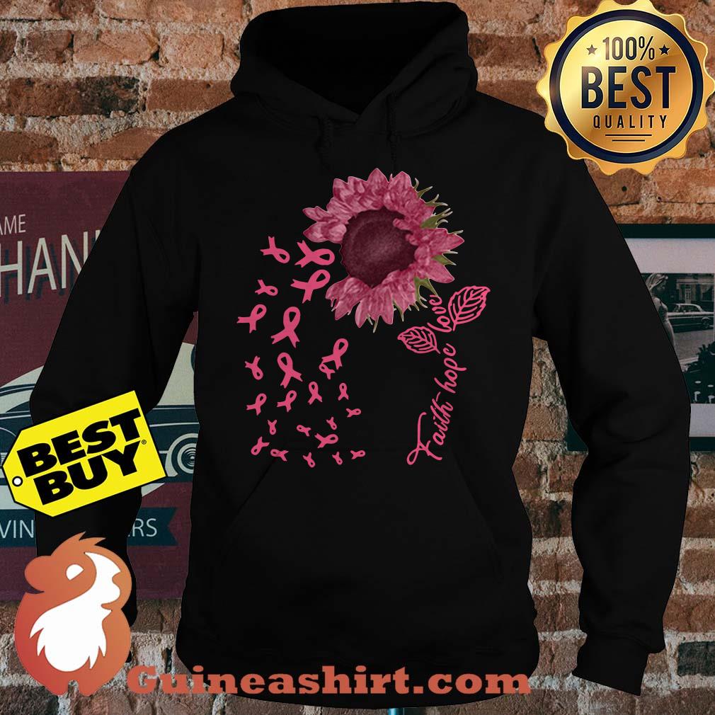 Faith Hope Love sunflower pink awareness hoodie