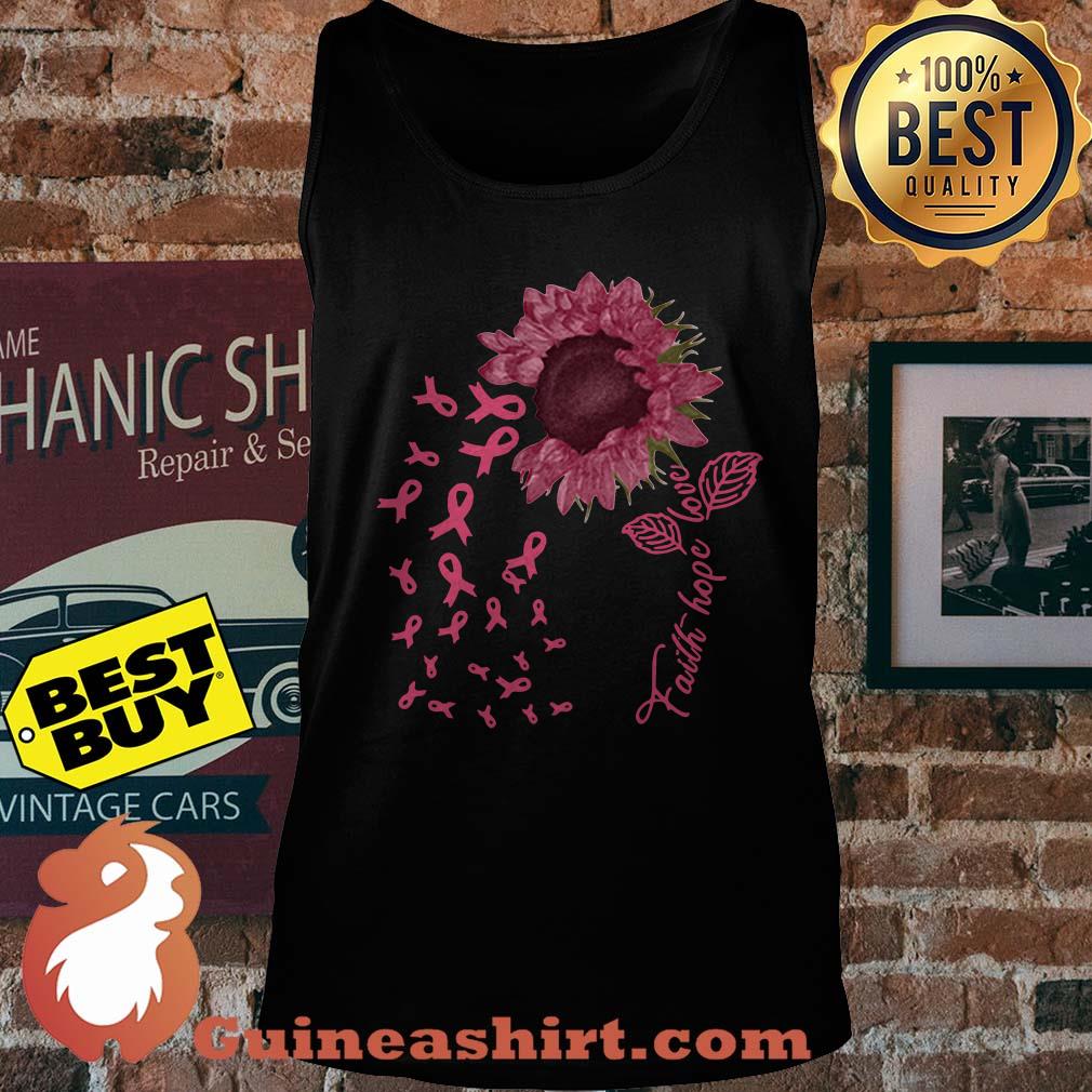 Faith Hope Love sunflower pink awareness tank top