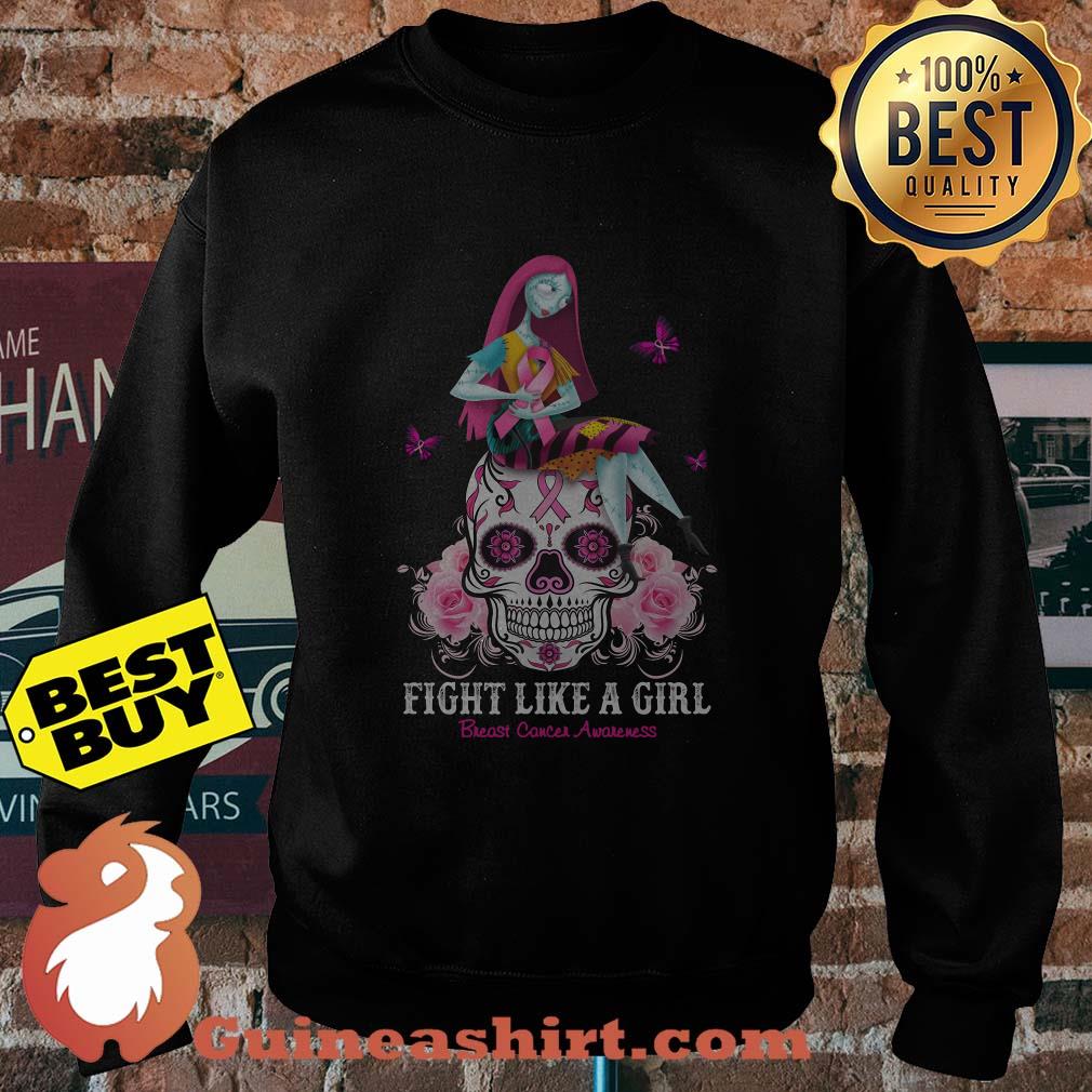 Fight Like A Girl Breast Cancer Awareness Skull Flower sweatshirt
