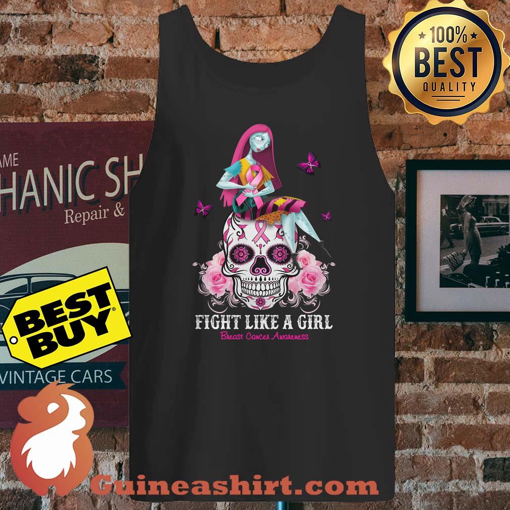 Fight Like A Girl Breast Cancer Awareness Skull Flower tank top