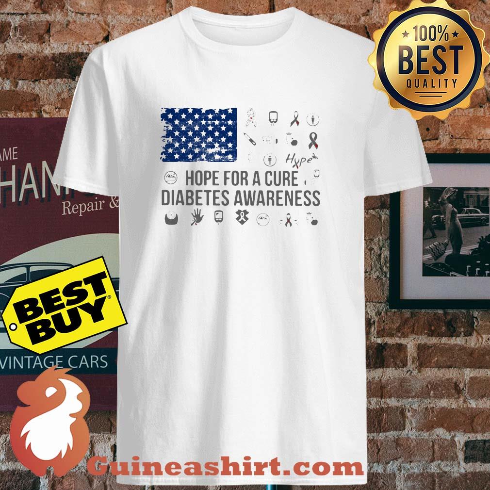 Hope For A Cure Diabetes Awareness Half American Rainbow Flag shirt