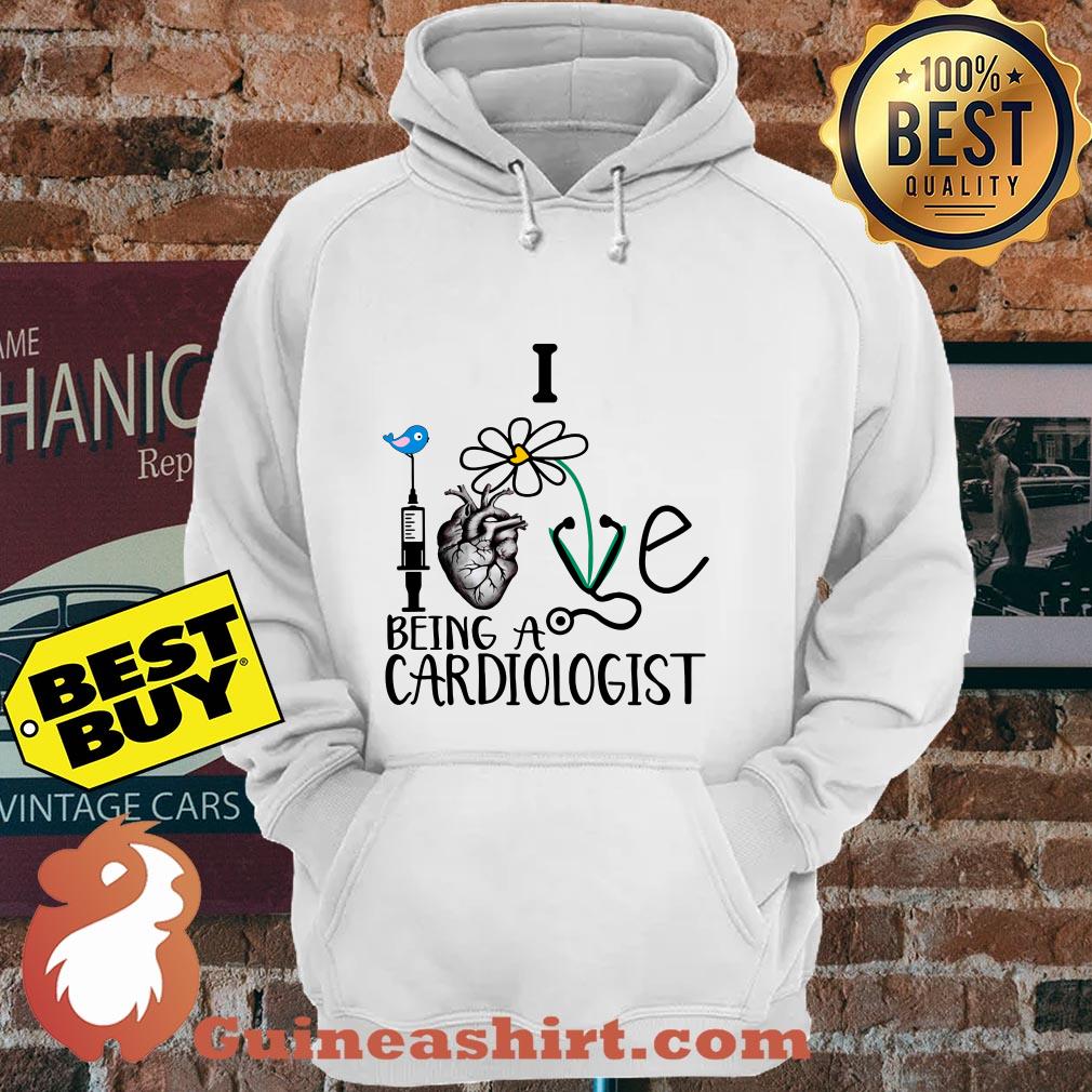 I Love Being A Cardiologist Bird Heart Flower Needle hoodie