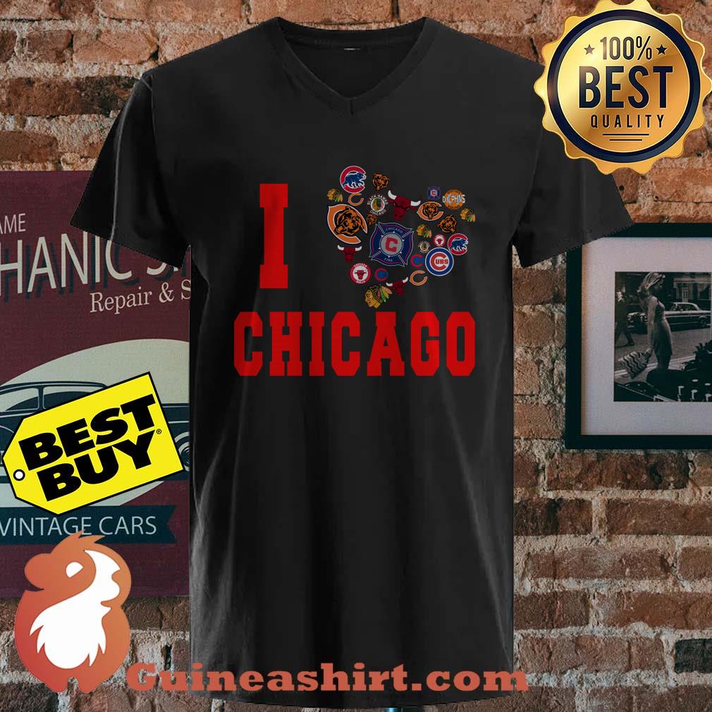 I Love Chicago Bears Bulls Blackhawks White Sox Fire Soccer Club shirt