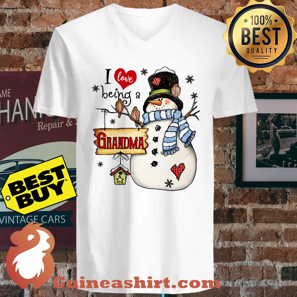 I Love Being A Grandma Snowman Heart shirt