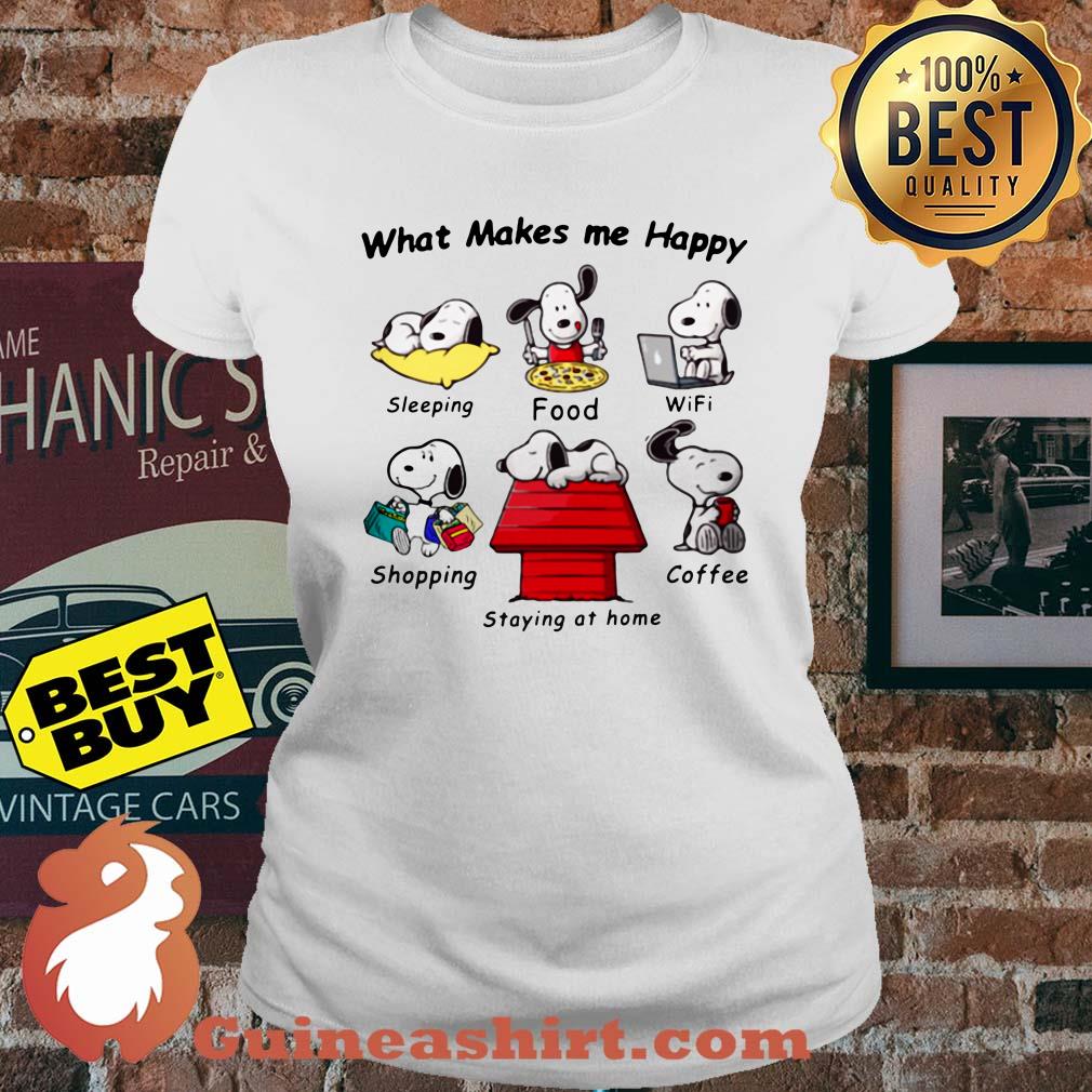 What Makes Me Happy Snoopy Staying At Home ladies tee