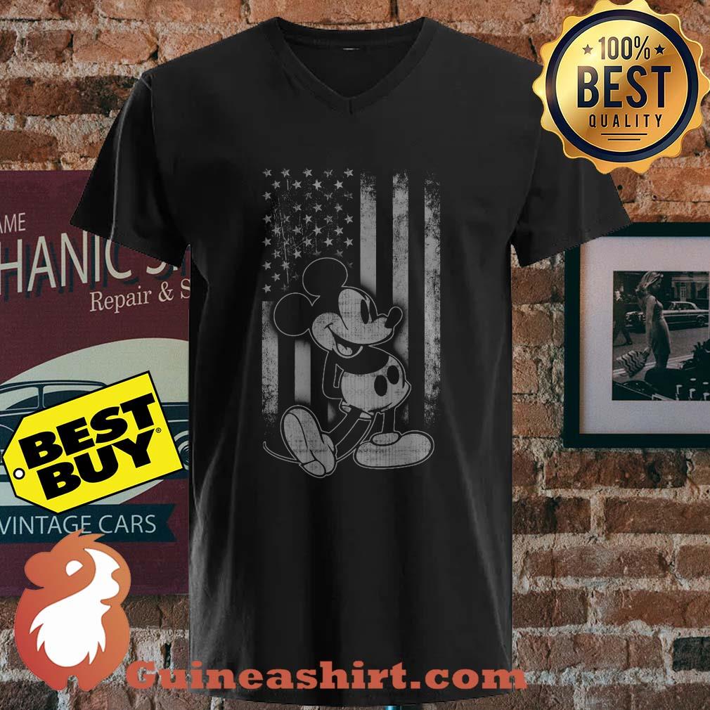 Mickey mouse America flag veteran v neck