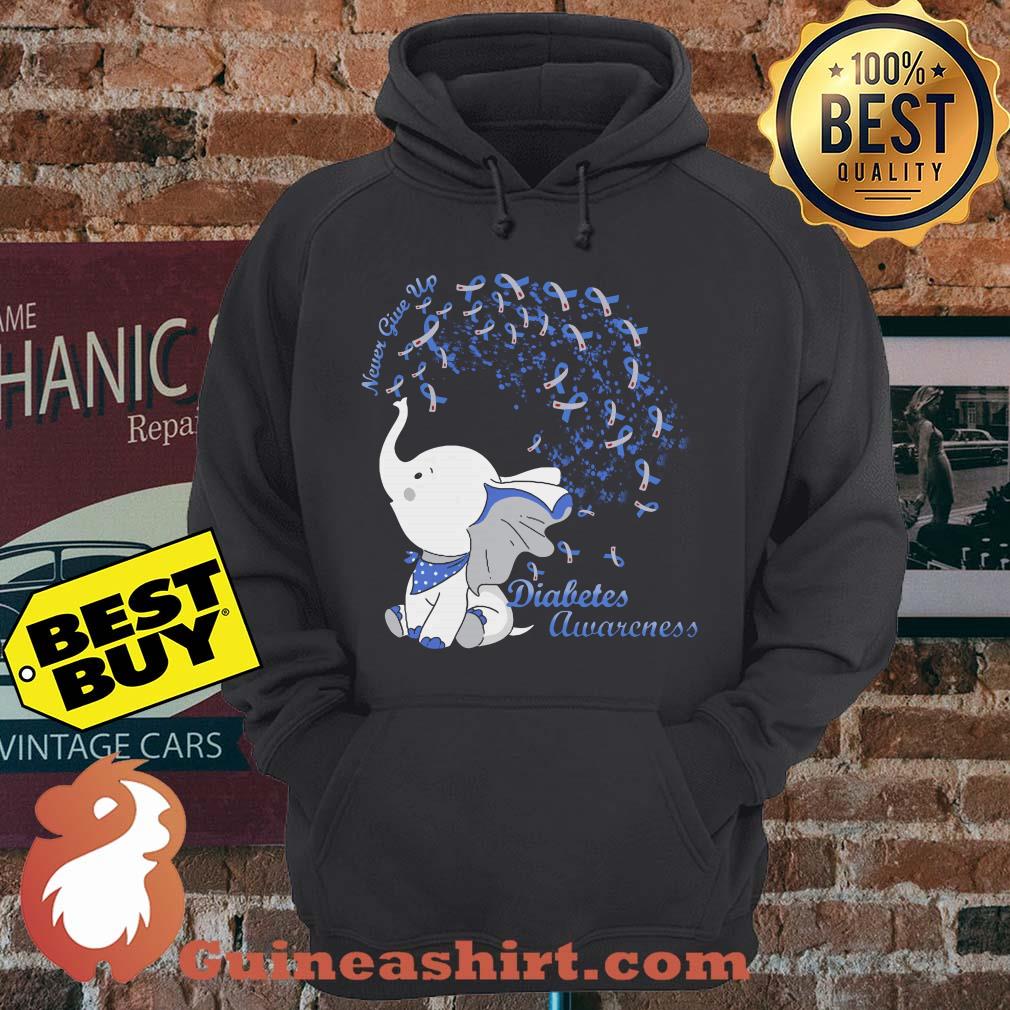 Never Give Up Diabetes awareness Elephant hoodie