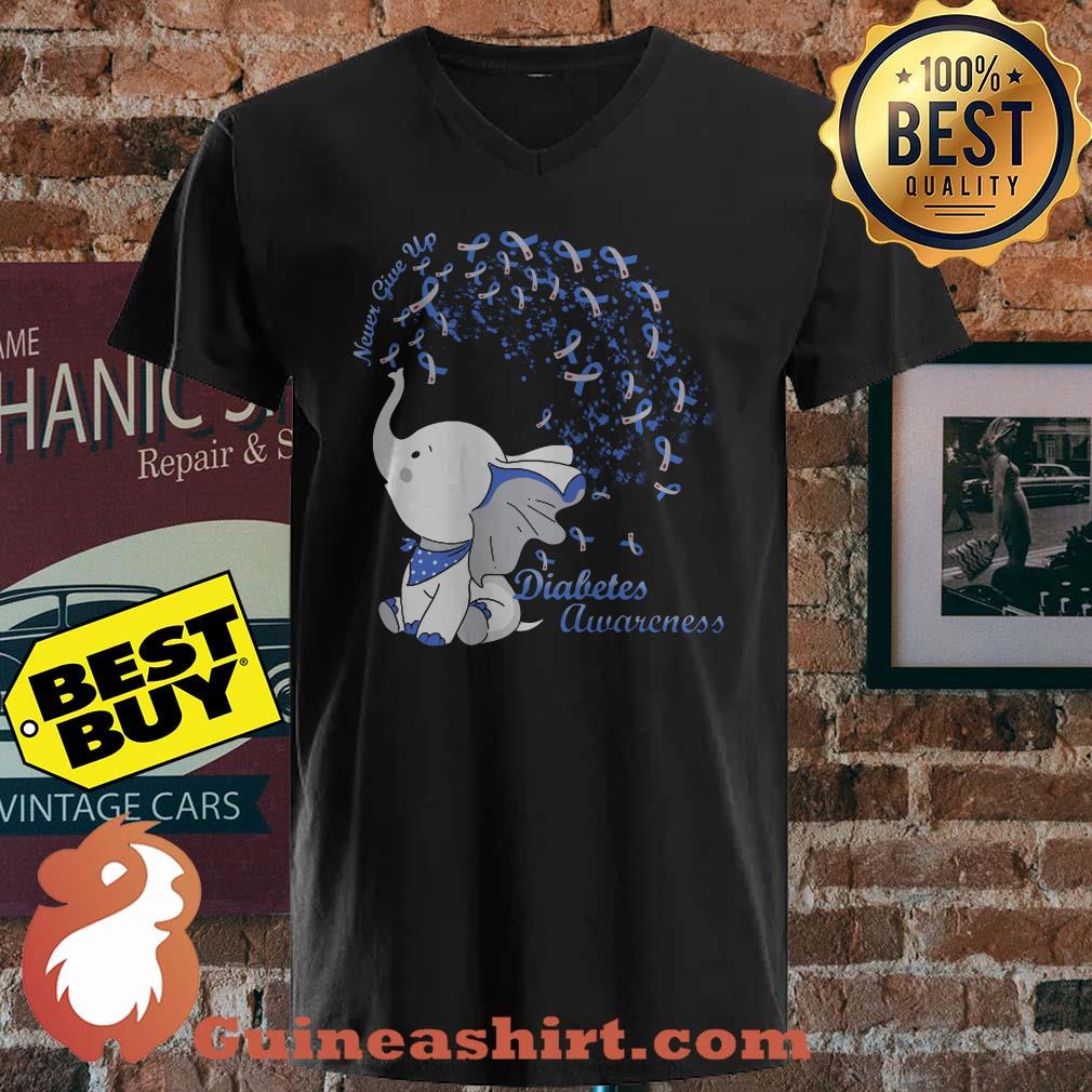 Never Give Up Diabetes awareness Elephant ladies tee