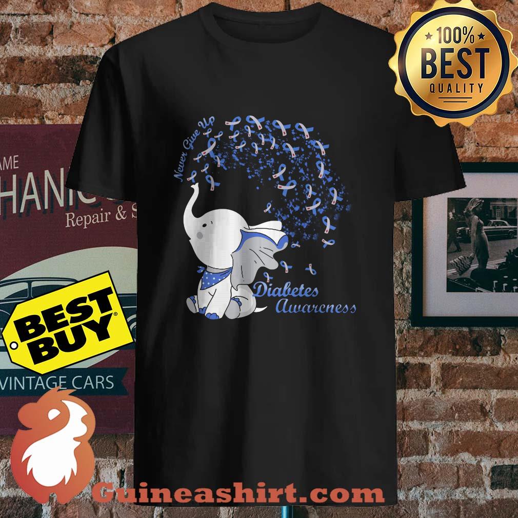 Never Give Up Diabetes awareness Elephant v neck