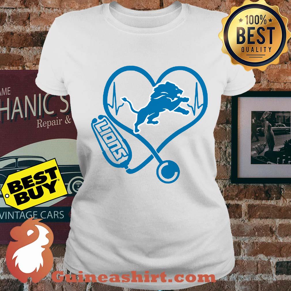 Nurse Heartbeat Love Detroit Lions ladies tee