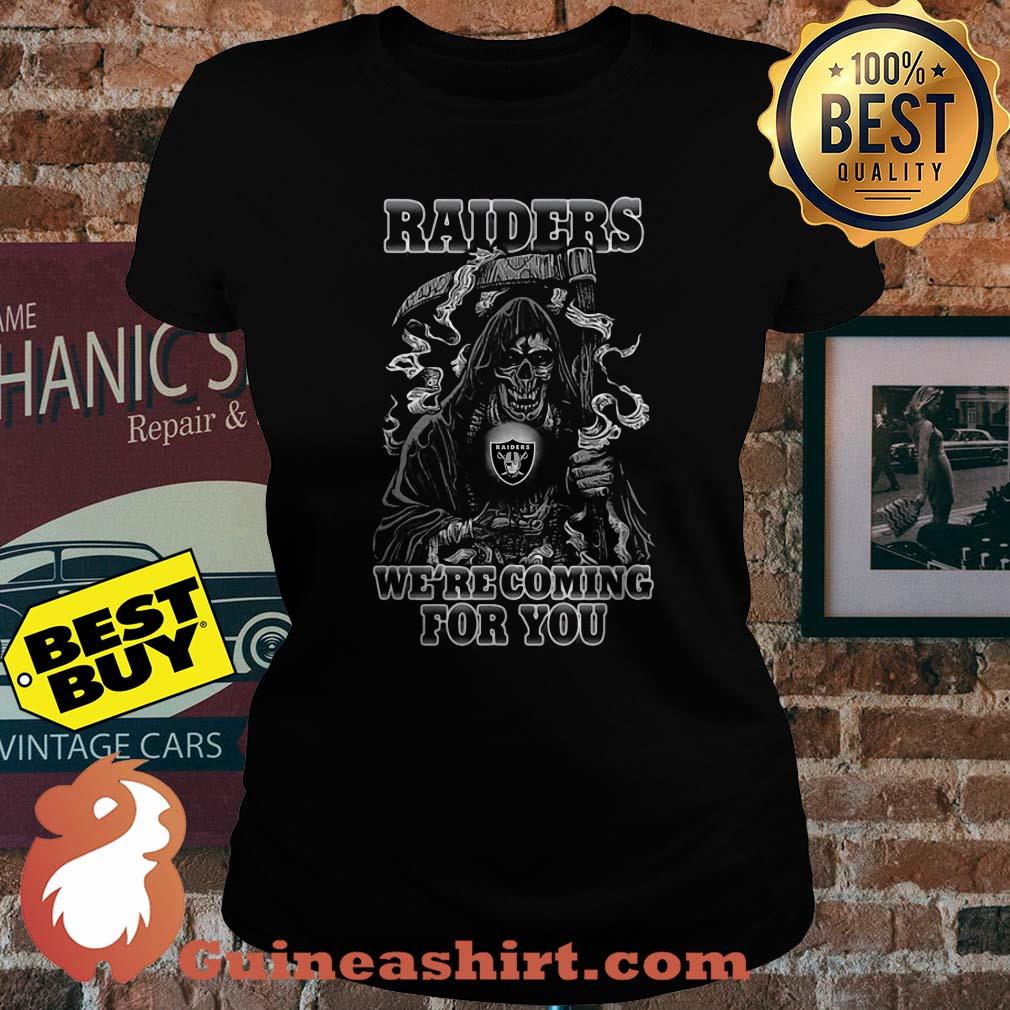 Original Halloween Oakland Raider We're Coming For You NFL ladies tee