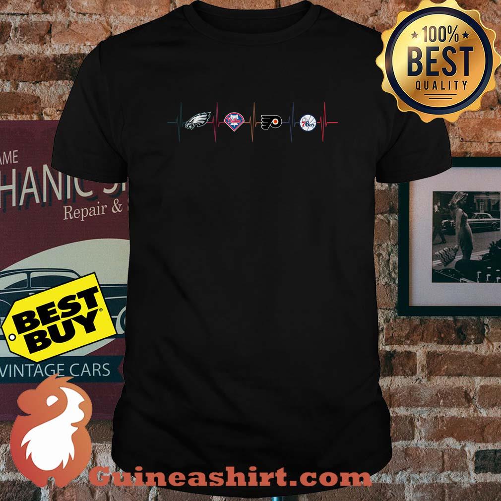 Philadelphia NFL Eagles 76ers Sport heartbeat shirt