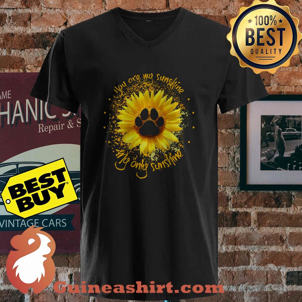You are my sunshine my only sunshine sunflower Dog footprint ladies tee