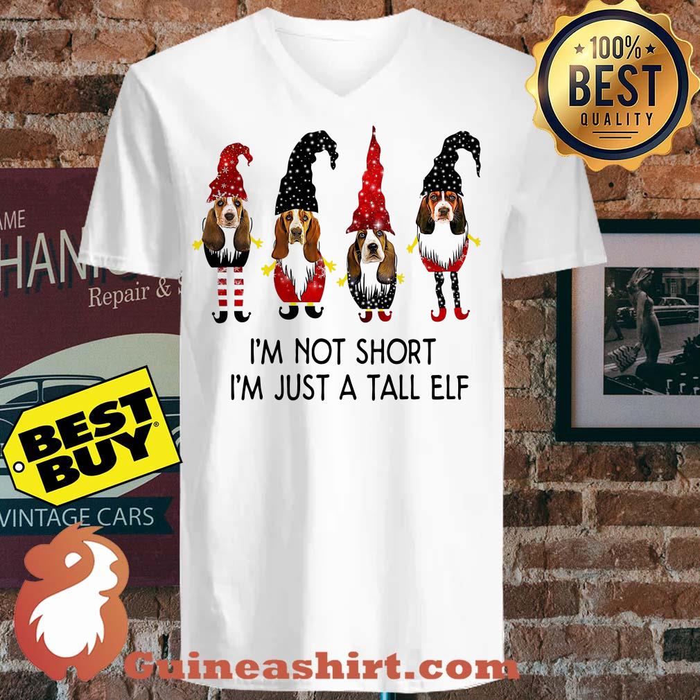 Basset hound I'm Not Short I'm Just A Tall Elf v neck