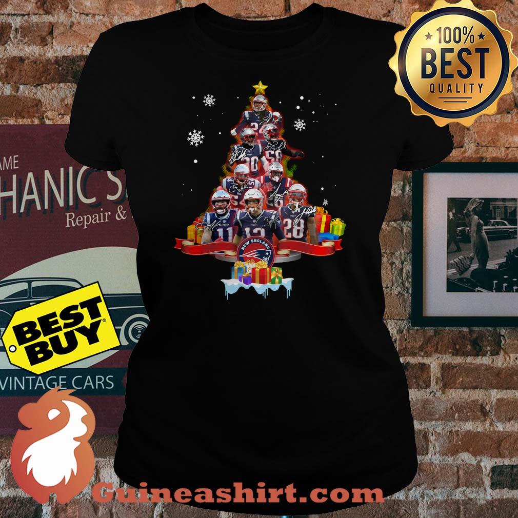 Christmas Tree New England Patriots Logo Signature ladies tee