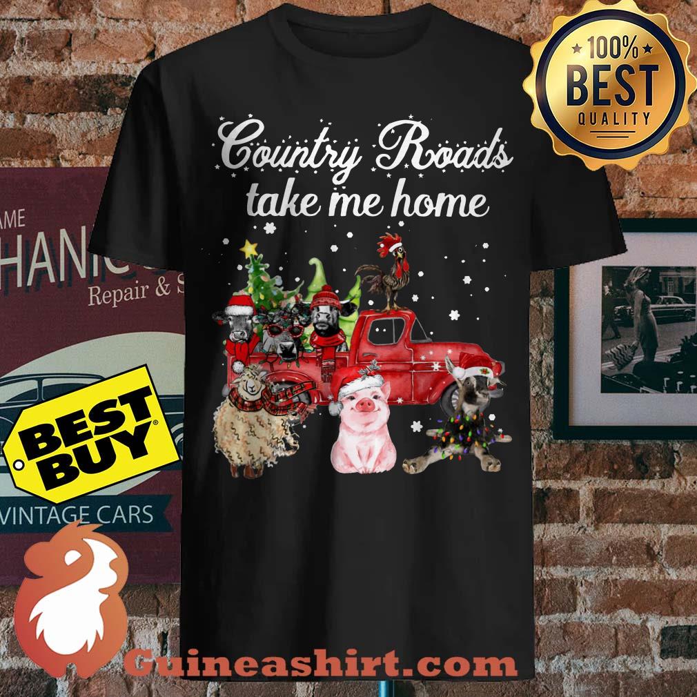 Country Roads Take Me Home Car Animals Christmas shirt
