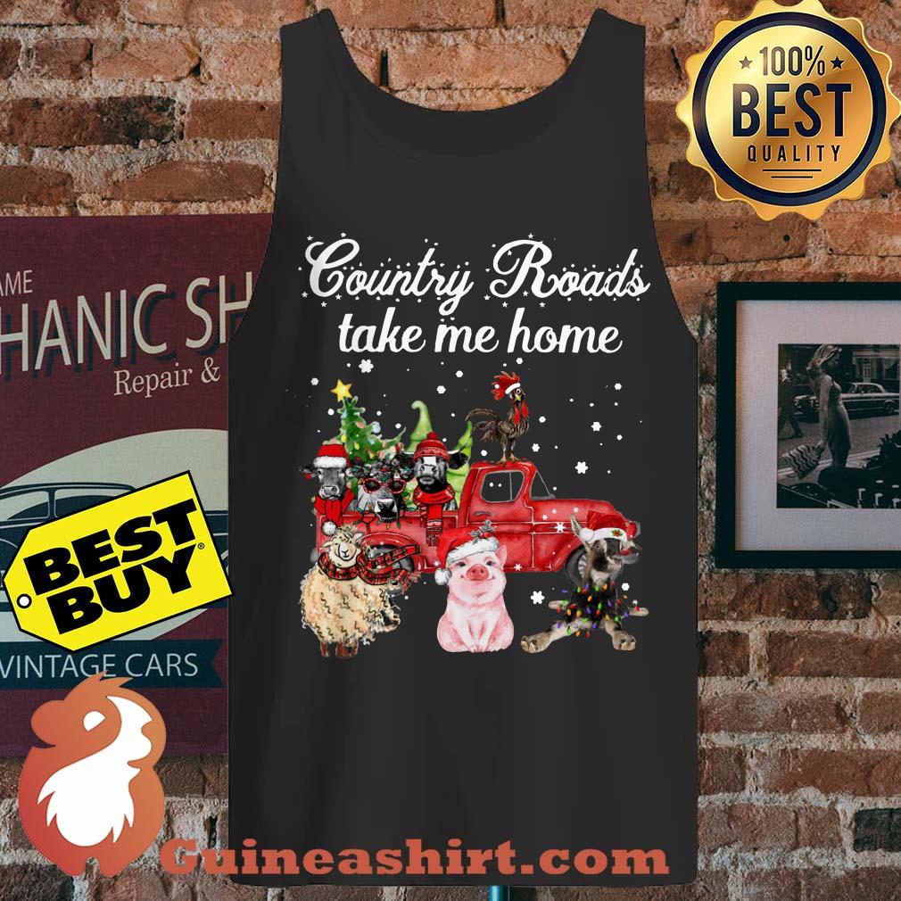 Country Roads Take Me Home Car Animals Christmas tank top