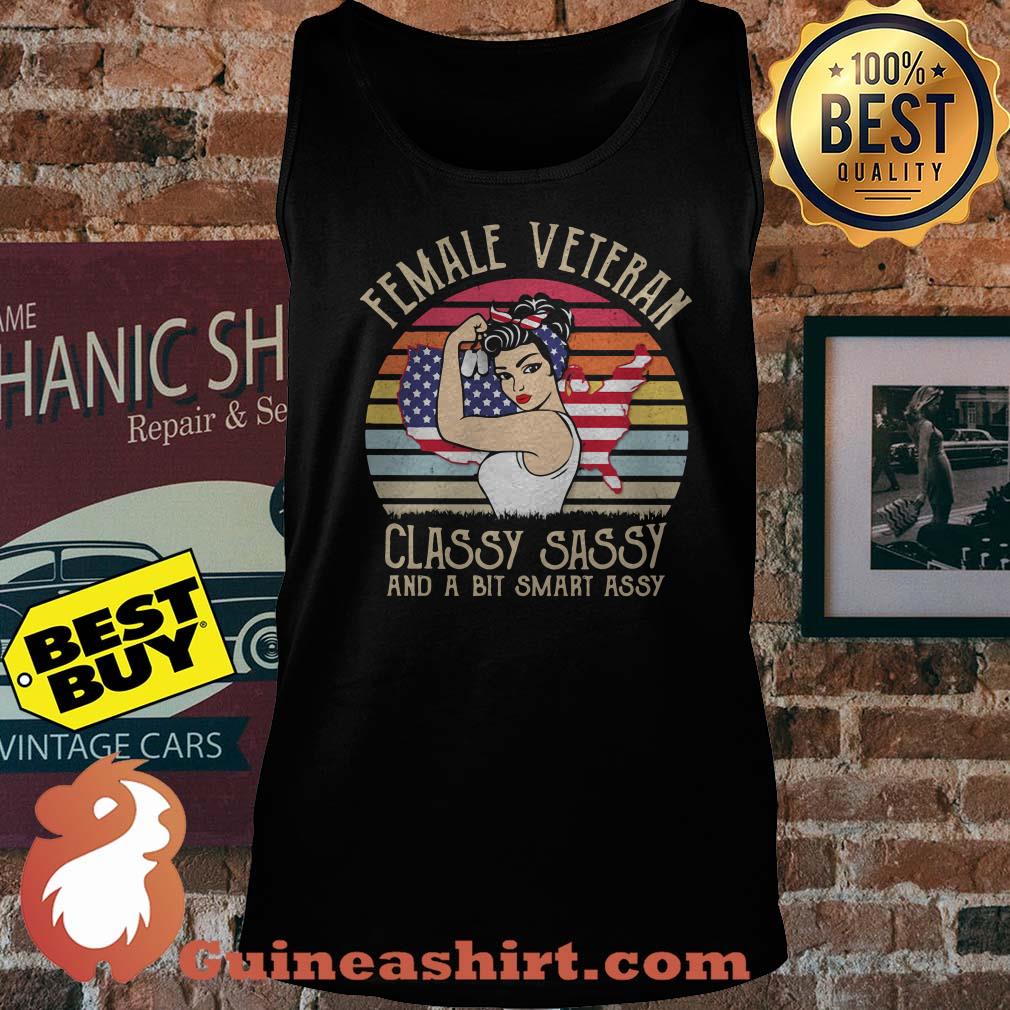 Female Veteran Classy Sassy And A Bit Smart Assy American Flag Vintage tank top