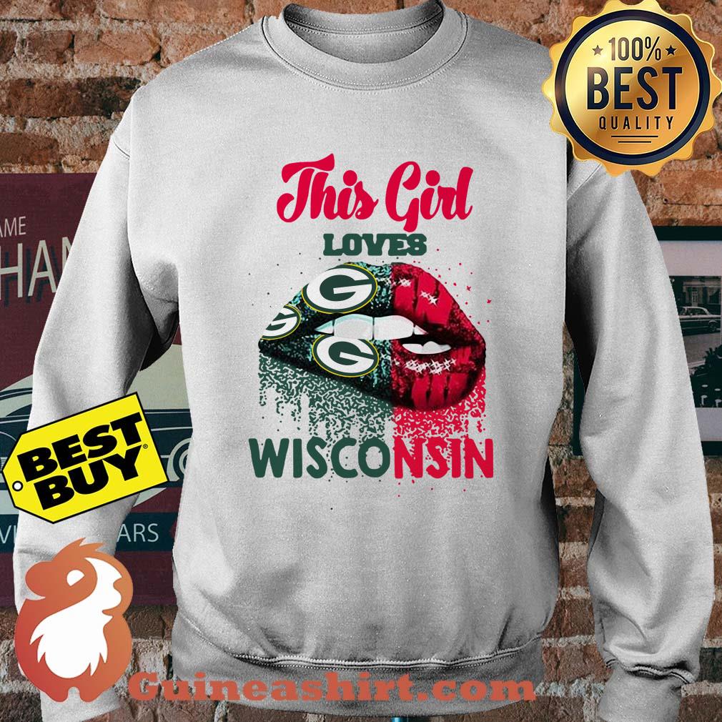 This Girl Loves Wisconsin Badgers And Green Bay Packers Lips sweatshirt