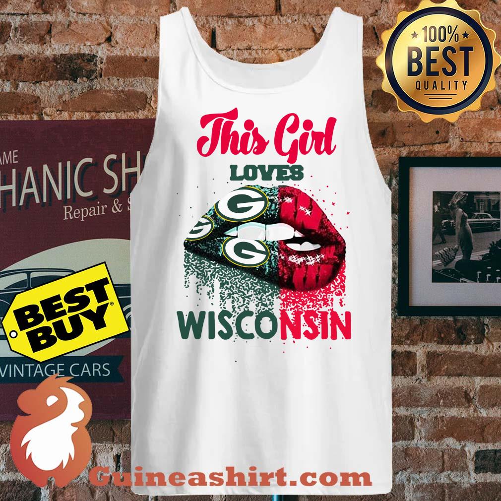 This Girl Loves Wisconsin Badgers And Green Bay Packers Lips tank top