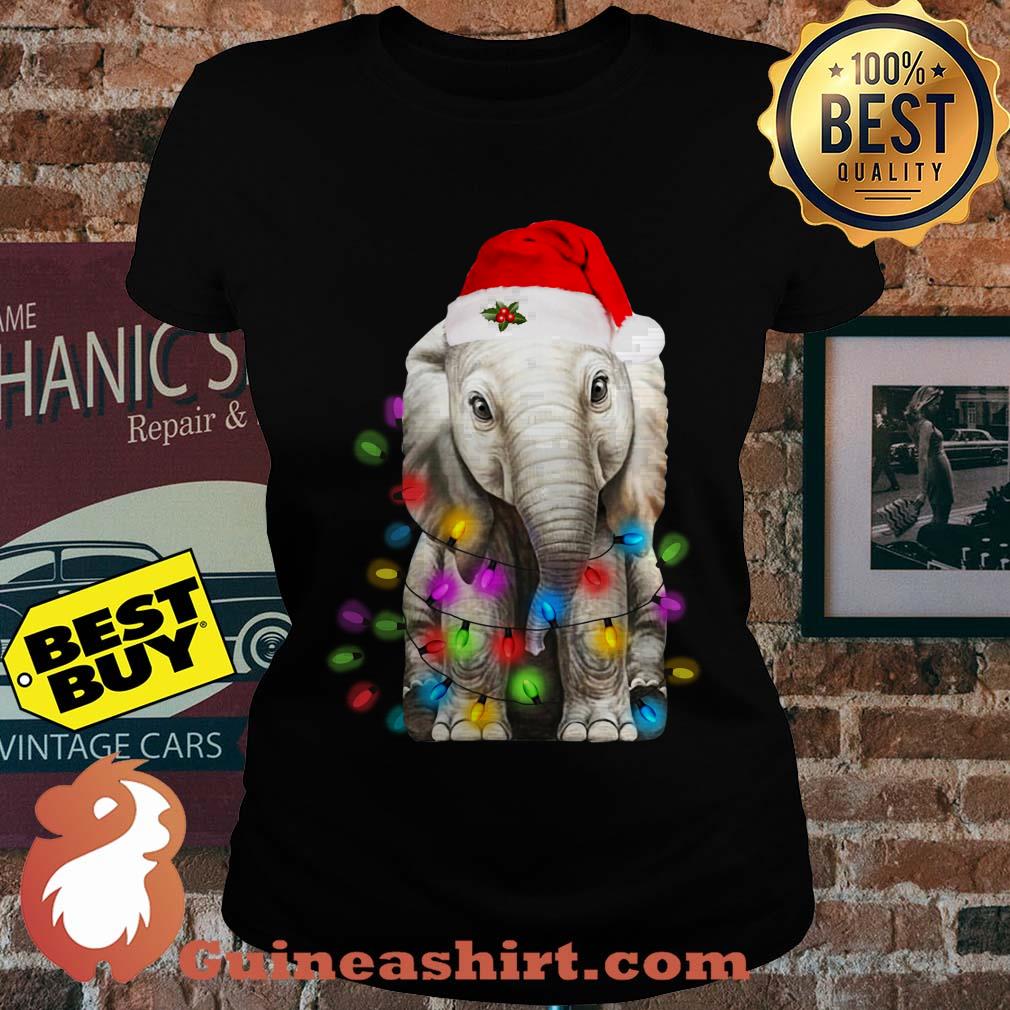 Merry Christmas Elephant String Light ladies tee