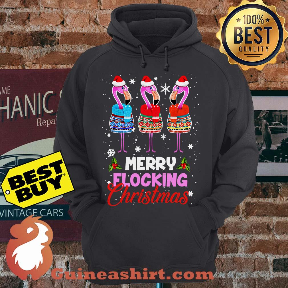 Merry Flocking Christmas Flamingo Pink hoodie