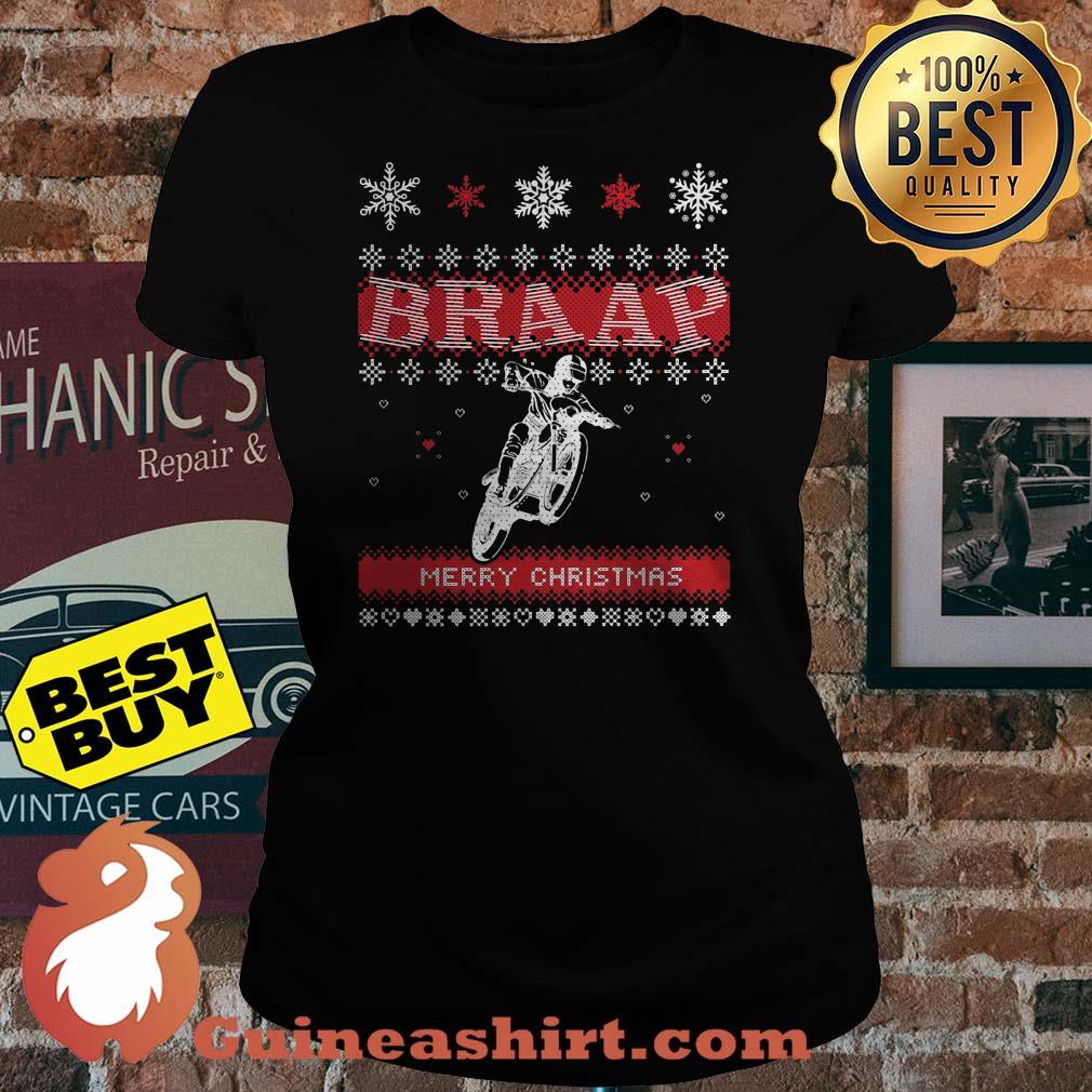 Motorcycle Dirt Bike Braap Merry Christmas Vintage ladies tee