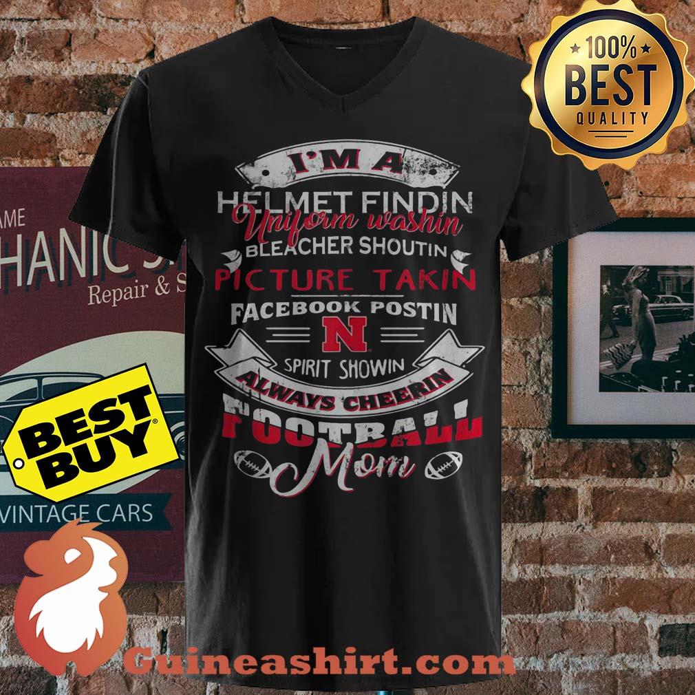 Nebraska Cornhuskers I'm A Helmet Findin Football Mom Fan v neck
