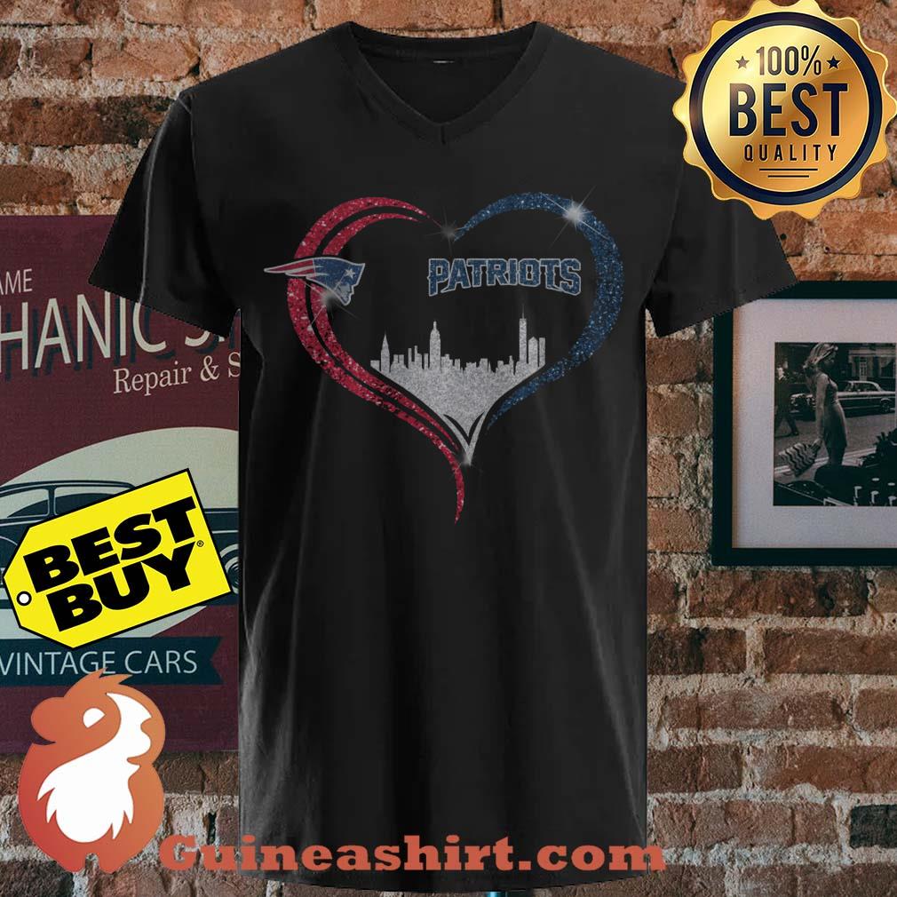 Patriots New England Football Heart City Logo v neck