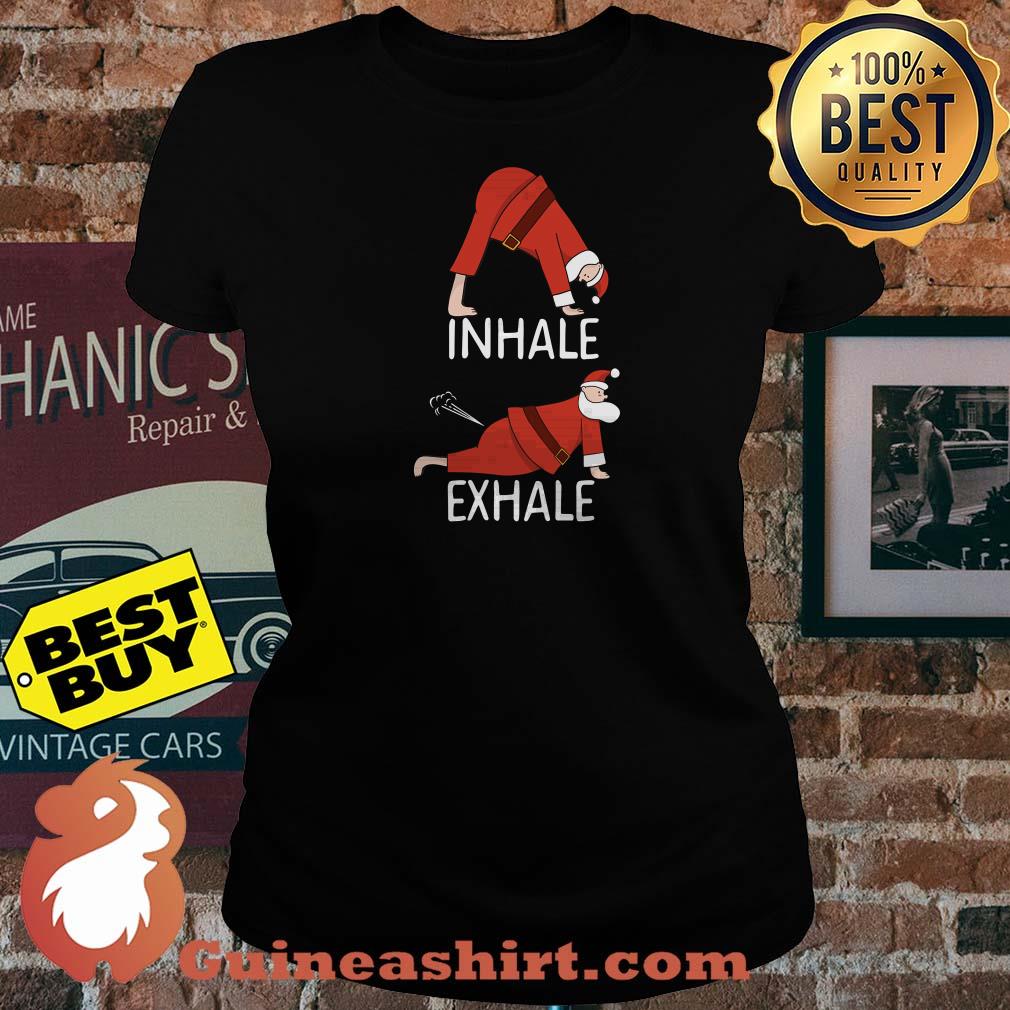 Santa Claus INHALE EXHALE Christmas ladies tee