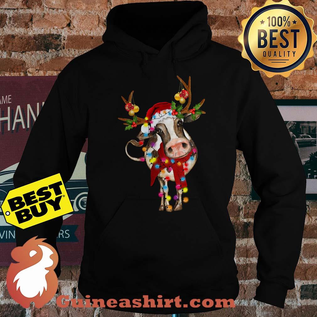 Santa Cow Gorgeous Reindeer Light Christmas hoodie