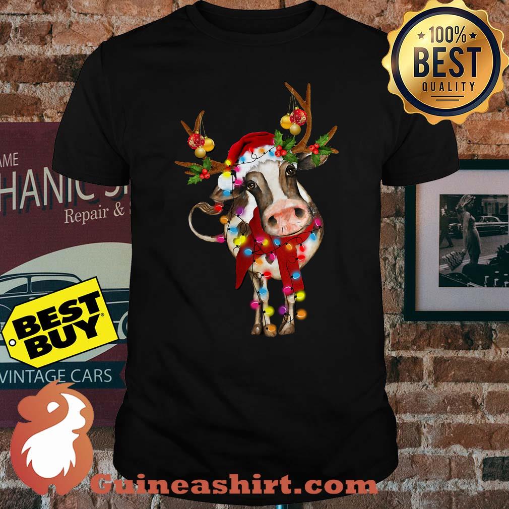Santa Cow Gorgeous Reindeer Light Christmas shirt