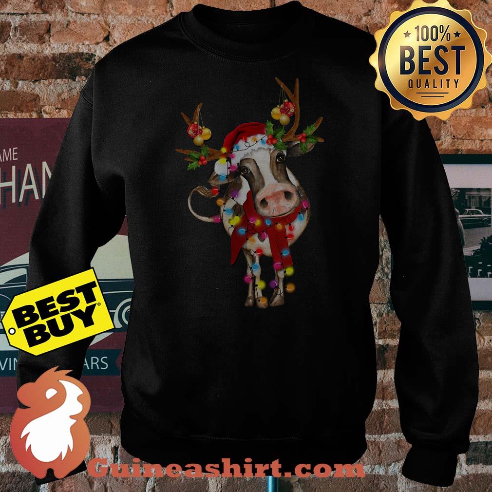 Santa Cow Gorgeous Reindeer Light Christmas sweatshirt