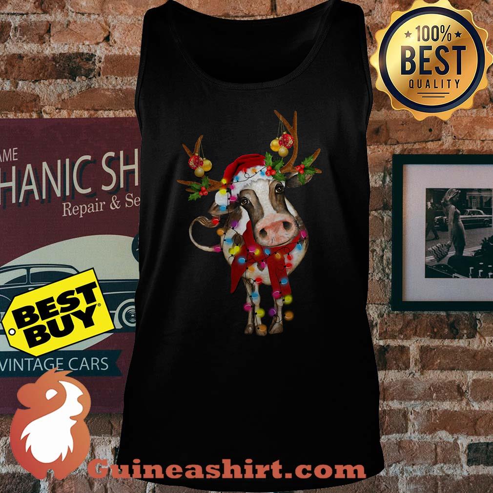 Santa Cow Gorgeous Reindeer Light Christmas tank top