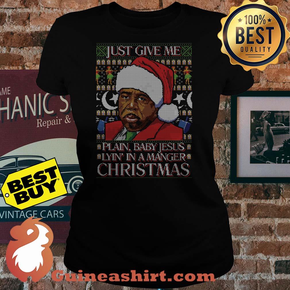 Stanley Hudson Just Give Plain Baby Jesus Lyin' In A Manger Christmas Vintage ladies tee