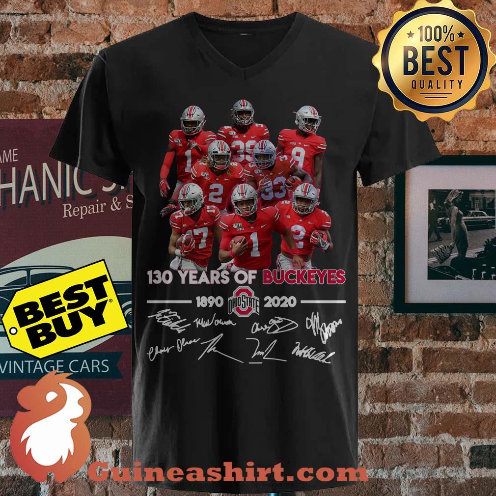 130 Years Of Buckeyes 1890 2020 Logo Signatures v neck sweater