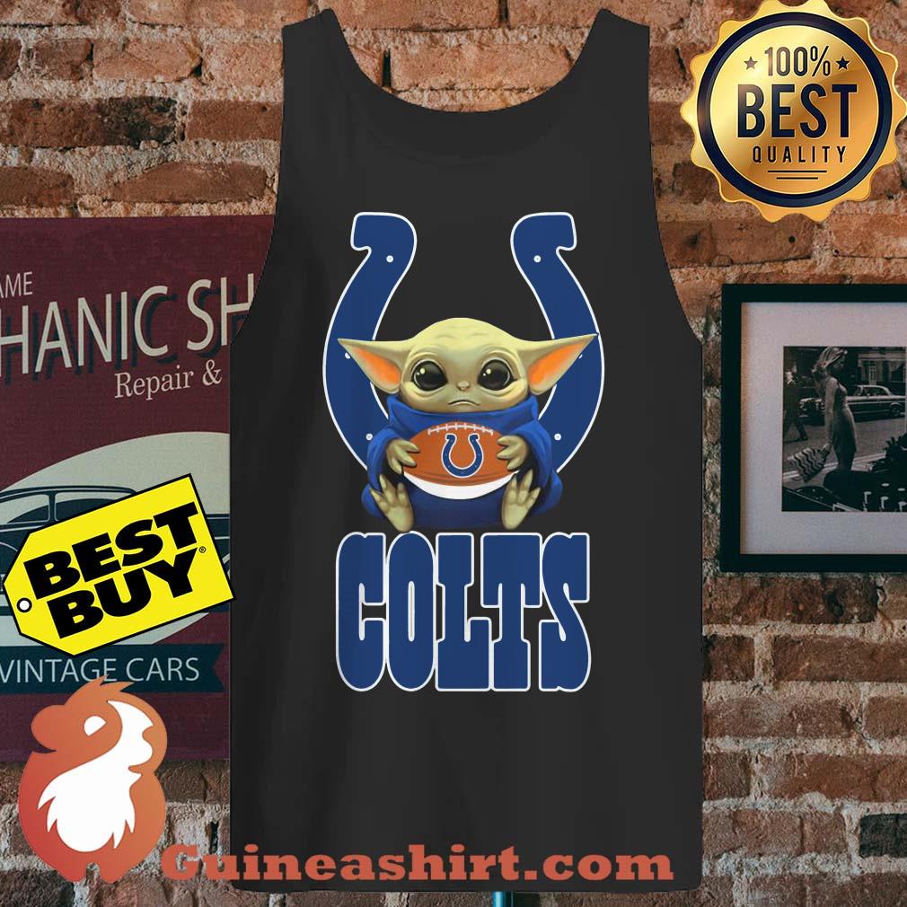 Baby Yoda Hug Indianapolis Colts Ball Logo tank top sweater