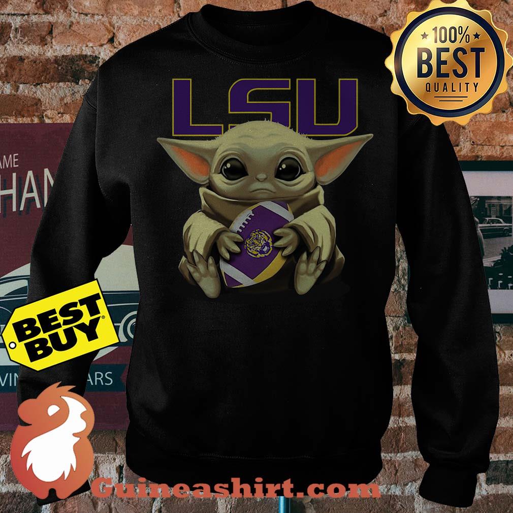 Baby Yoda Hug LSU Tigers Logo sweatshirt sweater