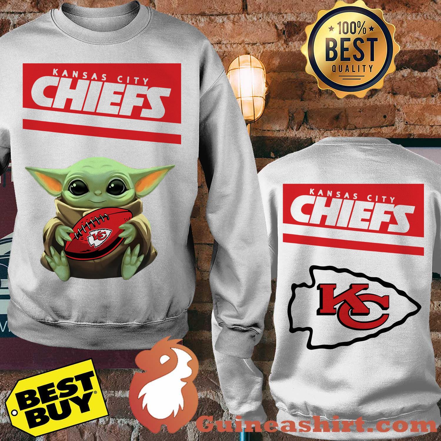 Baby Yoda Hug NFL Kansas City Chiefs Ball Logo sweatshirt sweater