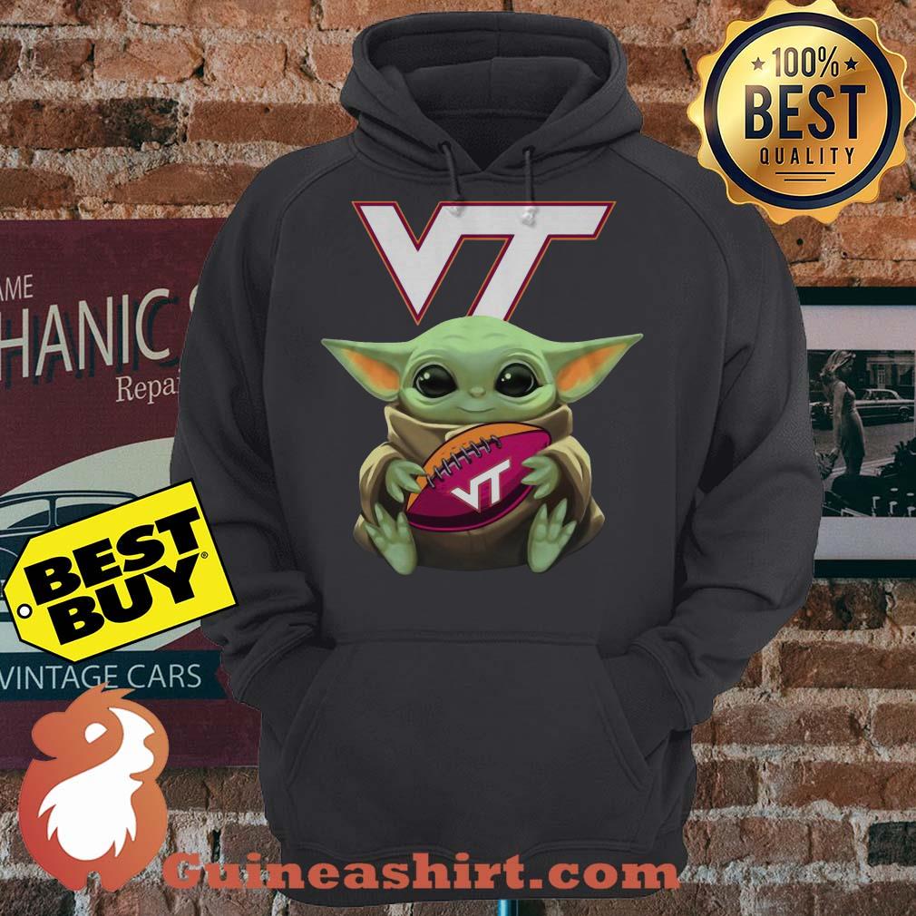 Baby Yoda Hug Virginia Tech Ball Logo hoodie sweater