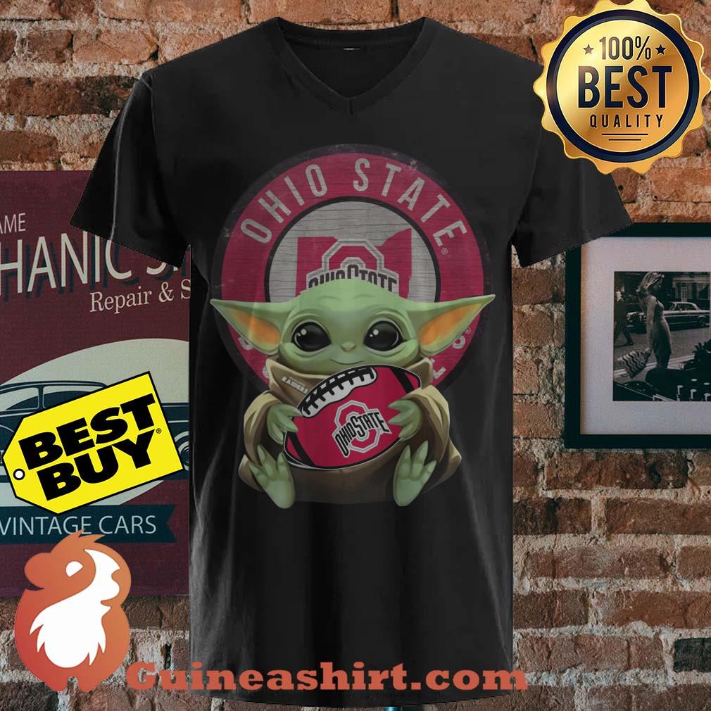 Baby Yoda Ohio State Ball Logo v neck sweater