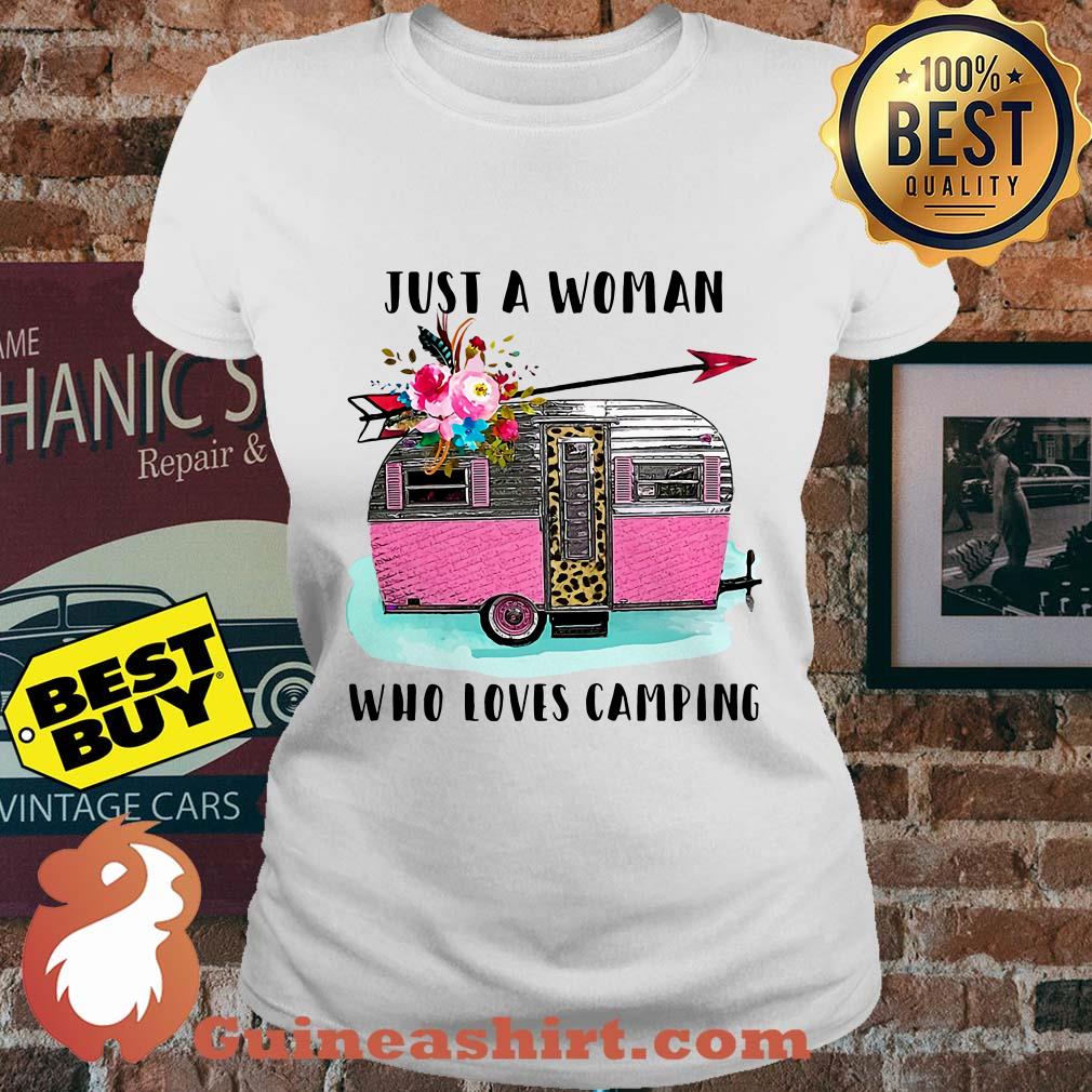 Just a woman who loves camping flower car ladies tee sweater